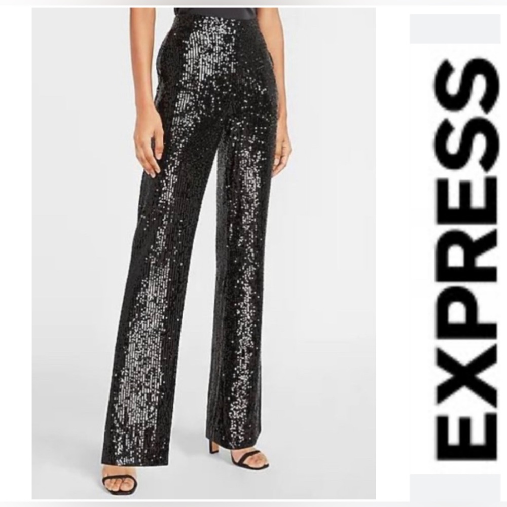Express X Karla Sequin Wide Leg Pull-on Pant Size XS